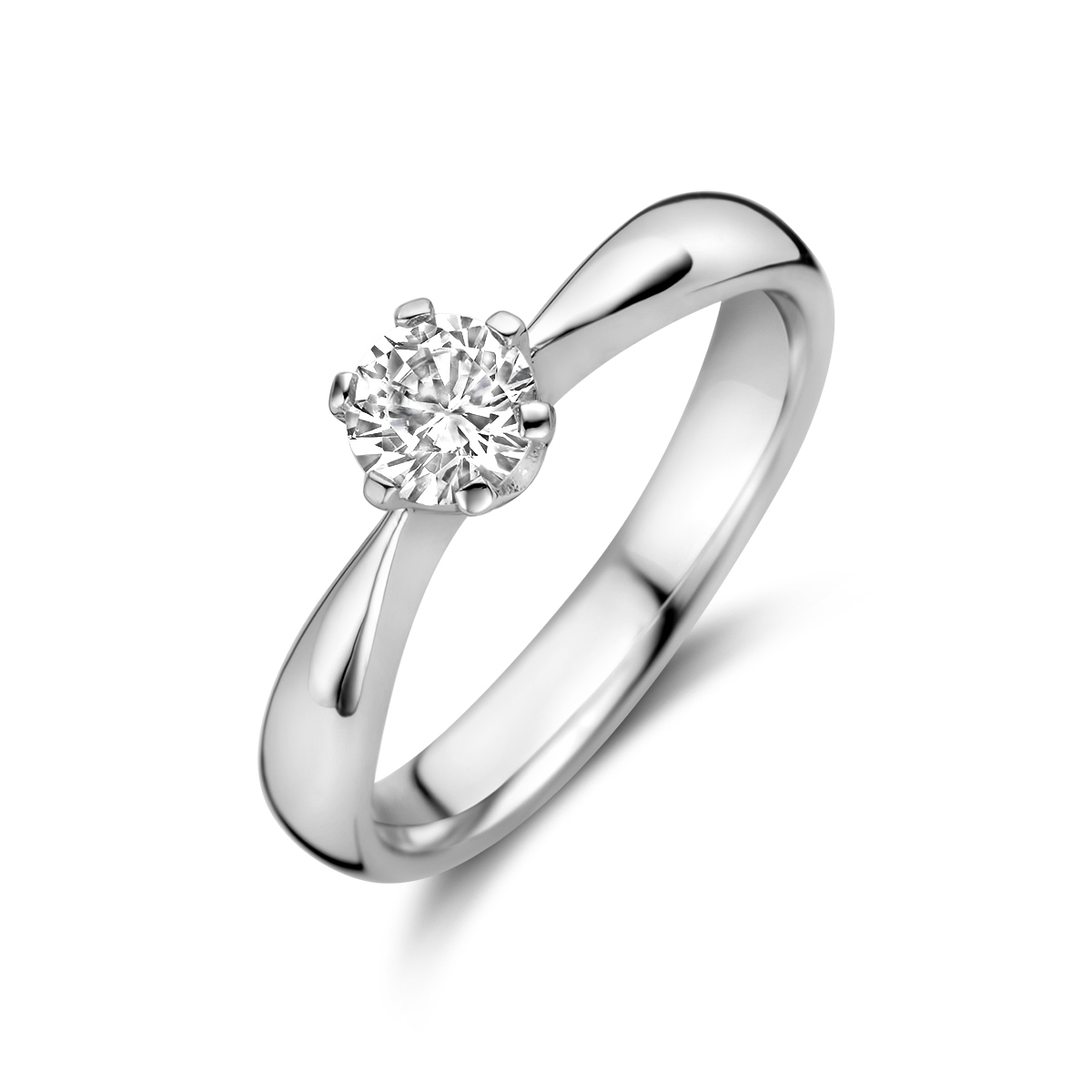 Zilveren solitair ring met briljant geslepen zirkonia 5 mm breed