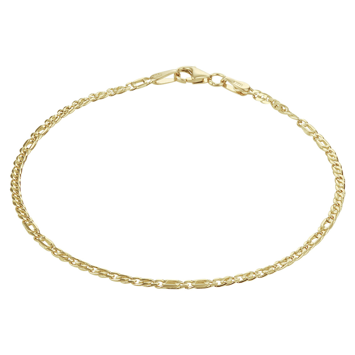14-karaat gouden schakelarmband met valkenoog schakel 1.9 mm breed