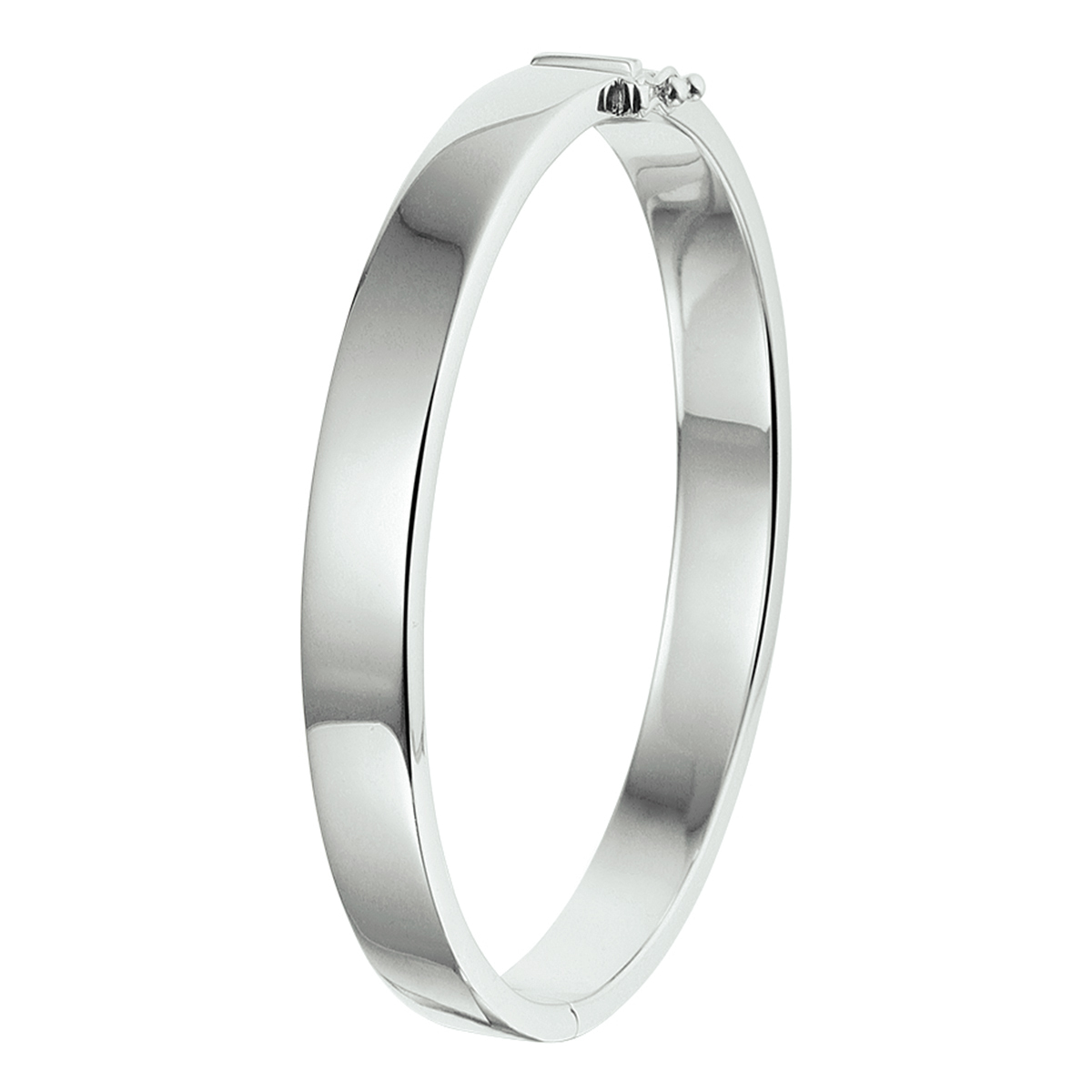 925 zilveren bangle met vierkante buis glanzend afgewerkt 8 mm breed