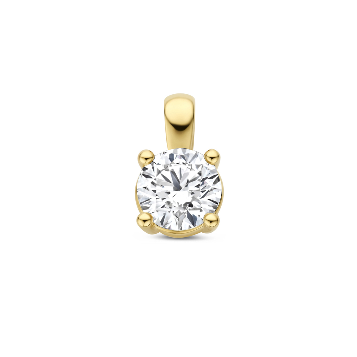 14-karaat gouden hanger met lab grown diamond 0.50 crt 5 mm breed - Hoogte 9.5 mm