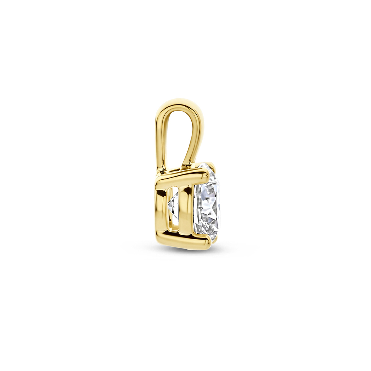 14-karaat gouden hanger met lab grown diamond 0.50 crt 5 mm breed - Hoogte 9.5 mm