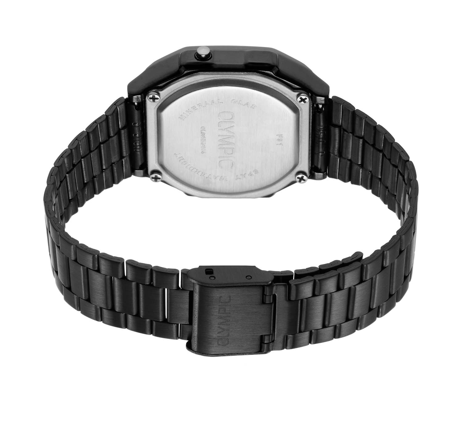 Olympic Digital OL66HKS004 Herenhorloge zwart staal met datumweergave - Ø 38 mm
