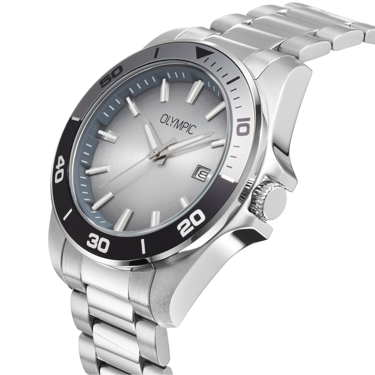 Olympic Wout OL90HSS004 herenhorloge van staal met zilverkleurige kast - Ø 40 mm