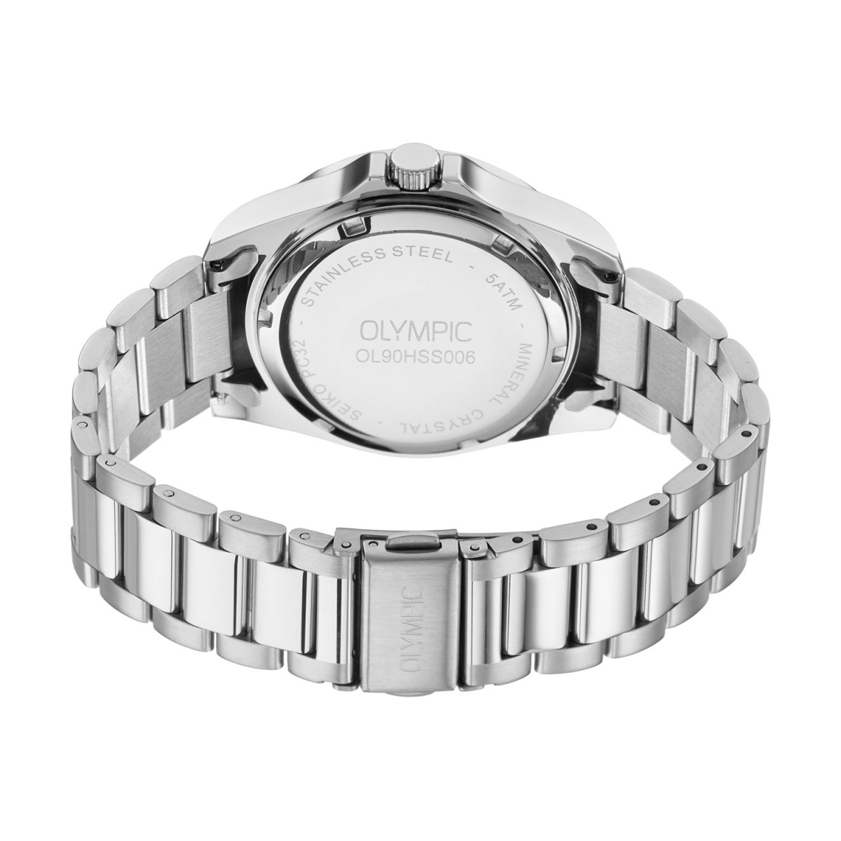 Olympic Wout OL90HSS006 herenhorloge van staal met bruine wijzerplaat - Ø 40 mm