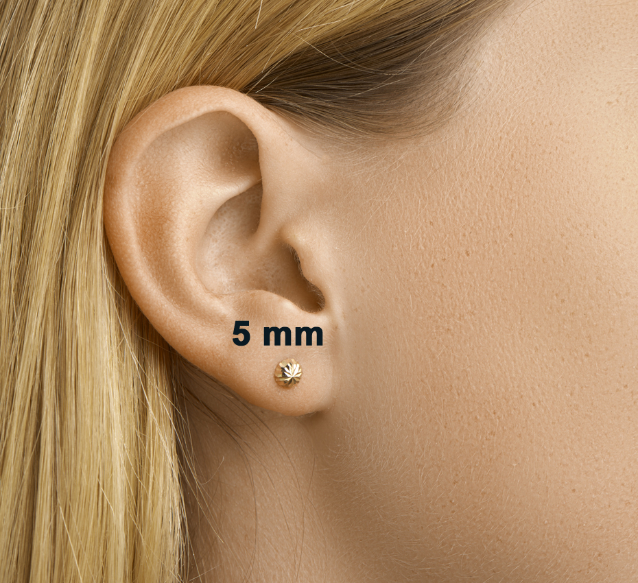 Goud setje oorknoppen gediamanteerd - Diameter 4 mm