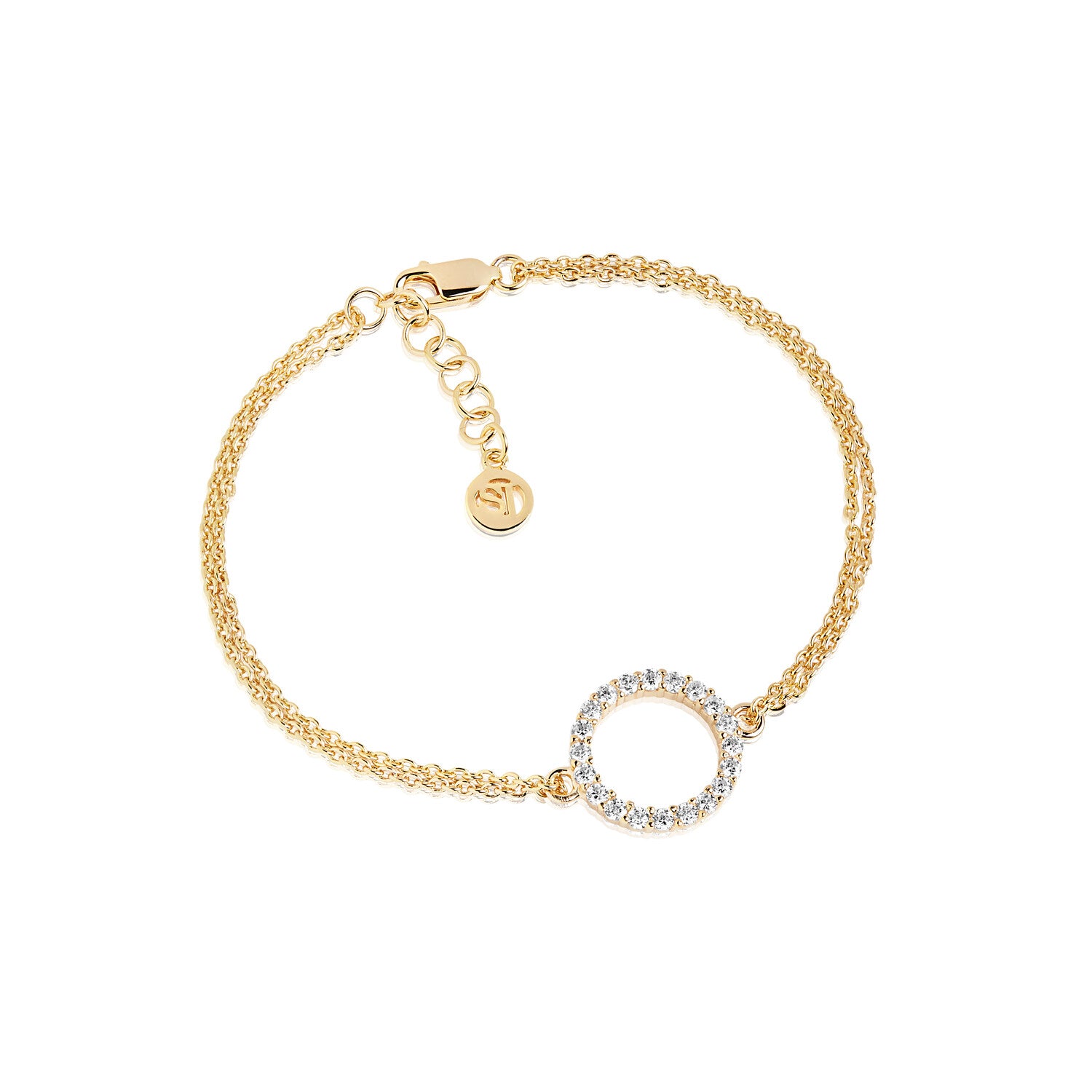 Sif Jakobs gold plated armband met open rondje en zirkonia's SJ-B338(1)-CZ(YG)
