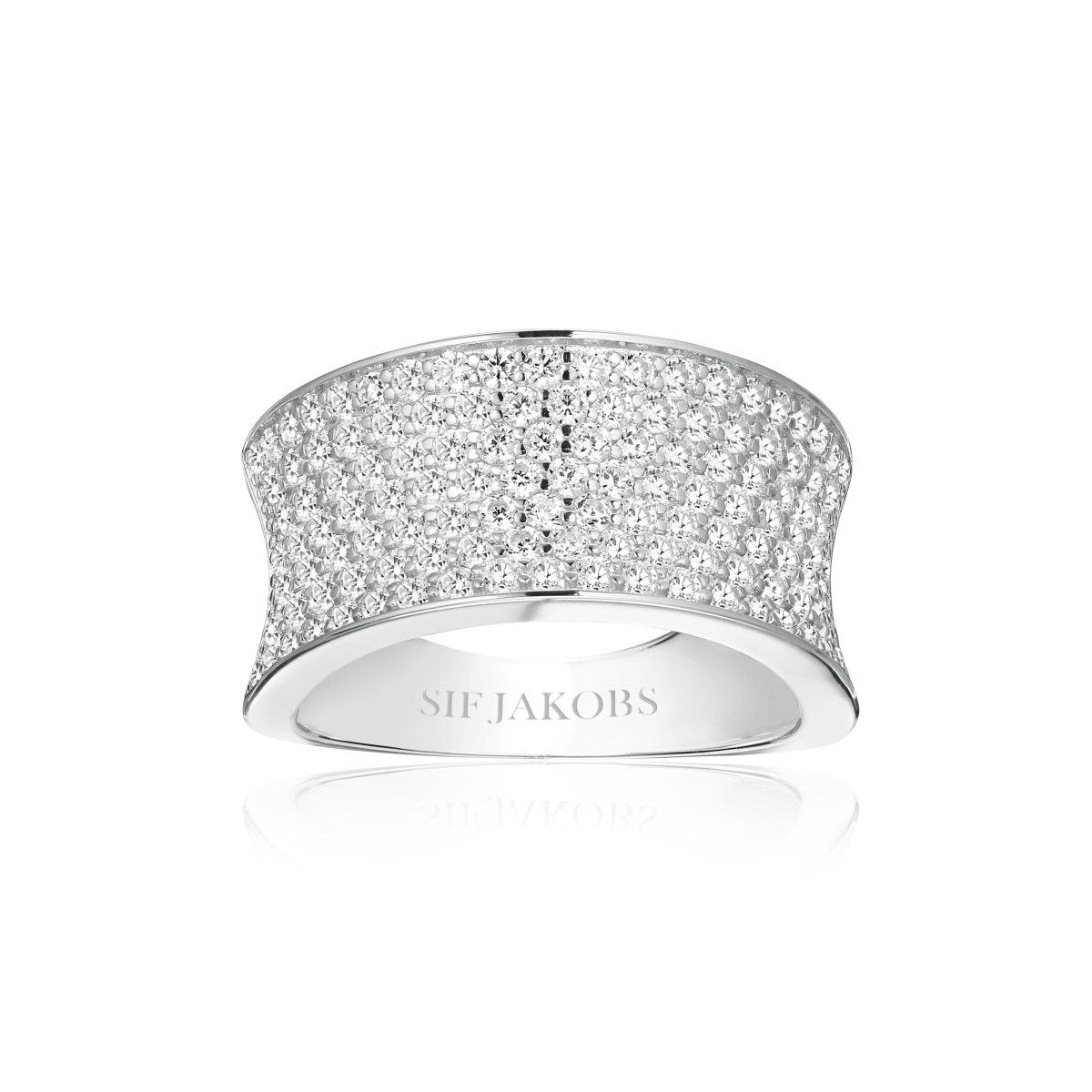 Sif Jakobs SJ-R2393-CZ zilveren ring gedraaide band pavé zirkonia 11 mm breed