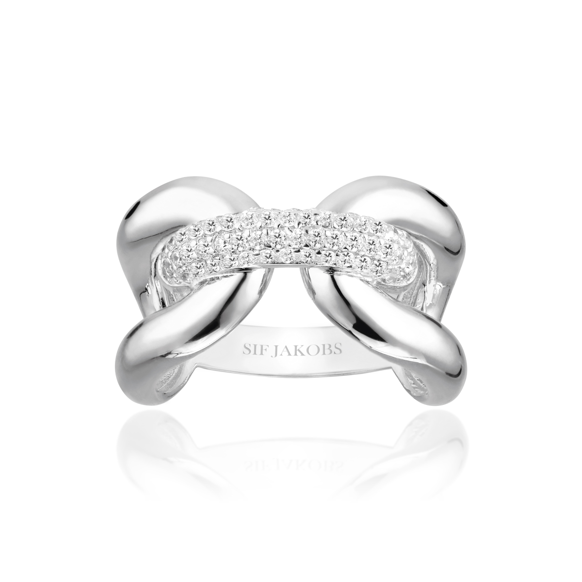 Sif Jakobs SJ-R62016-CZ-SS zilveren ring met gedraaide lussen zirkonia 4 mm breed
