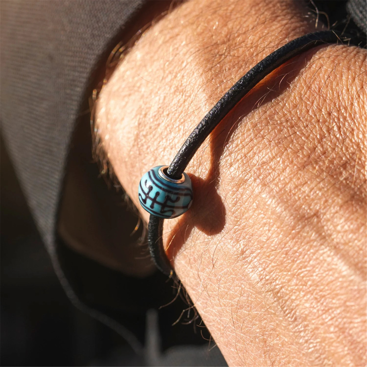 Trollbeads TGLBE-30185 blauwe Vaderdag kraal Voor het leven met Longevity symbool