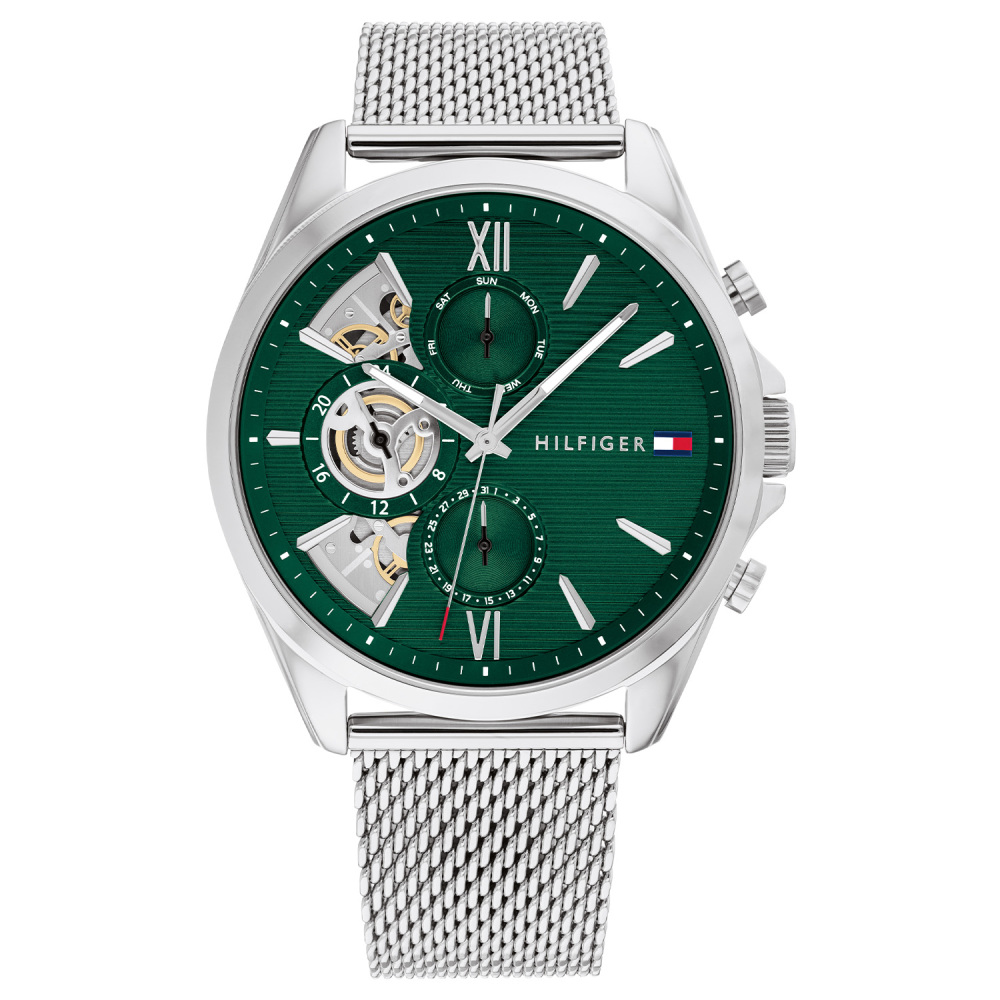 Tommy Hilfiger Baker TH1710647 Groen horloge voor heren met zilverkleurige band