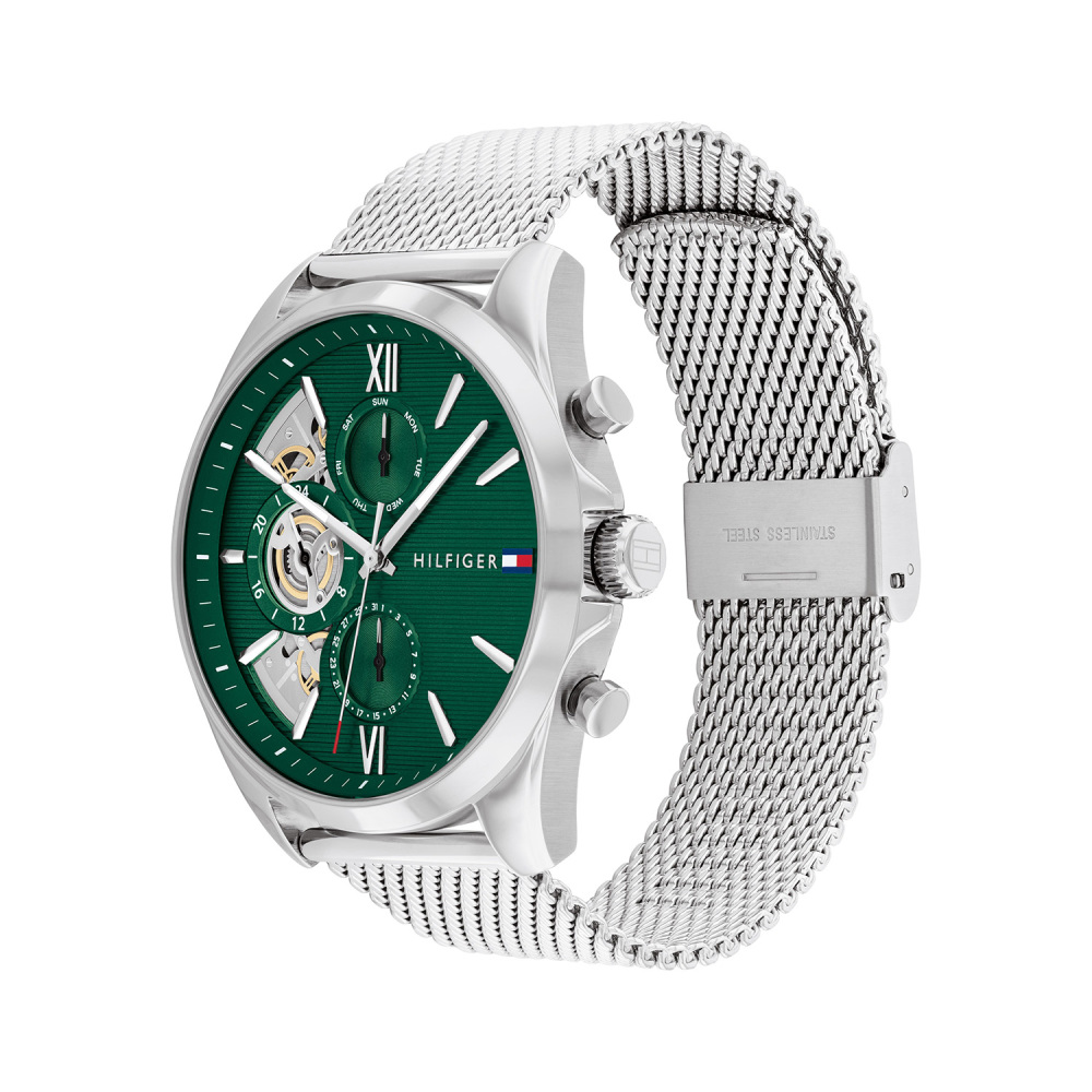 Tommy Hilfiger Baker TH1710647 Groen horloge voor heren met zilverkleurige band