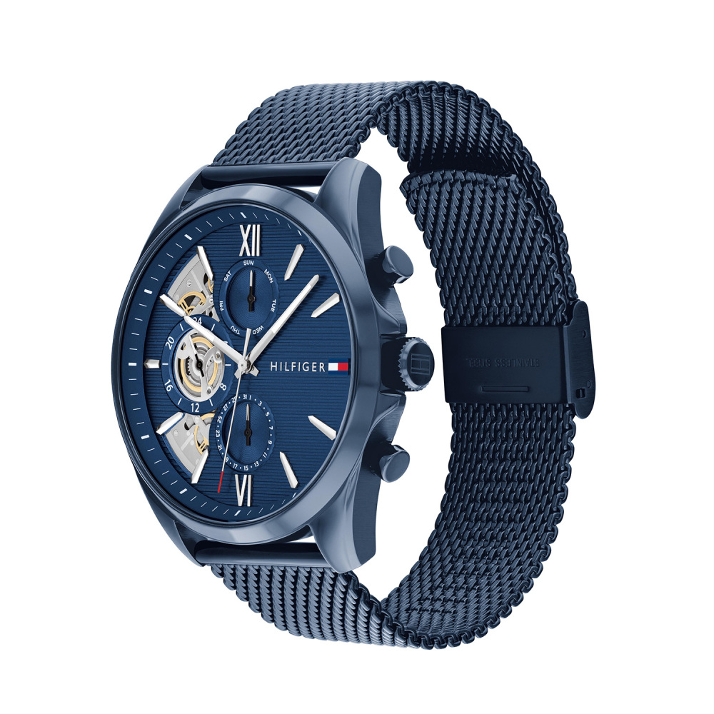 Tommy Hilfiger Baker TH1710648 Herenhorloge blauw met stalen band - Ø 44mm