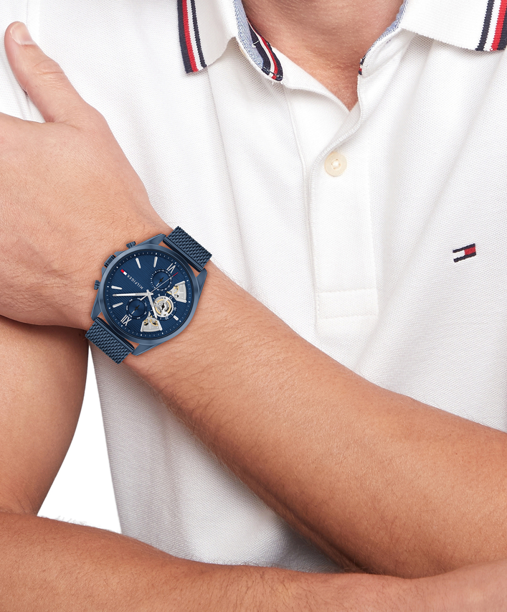 Tommy Hilfiger Baker TH1710648 Herenhorloge blauw met stalen band - Ø 44mm