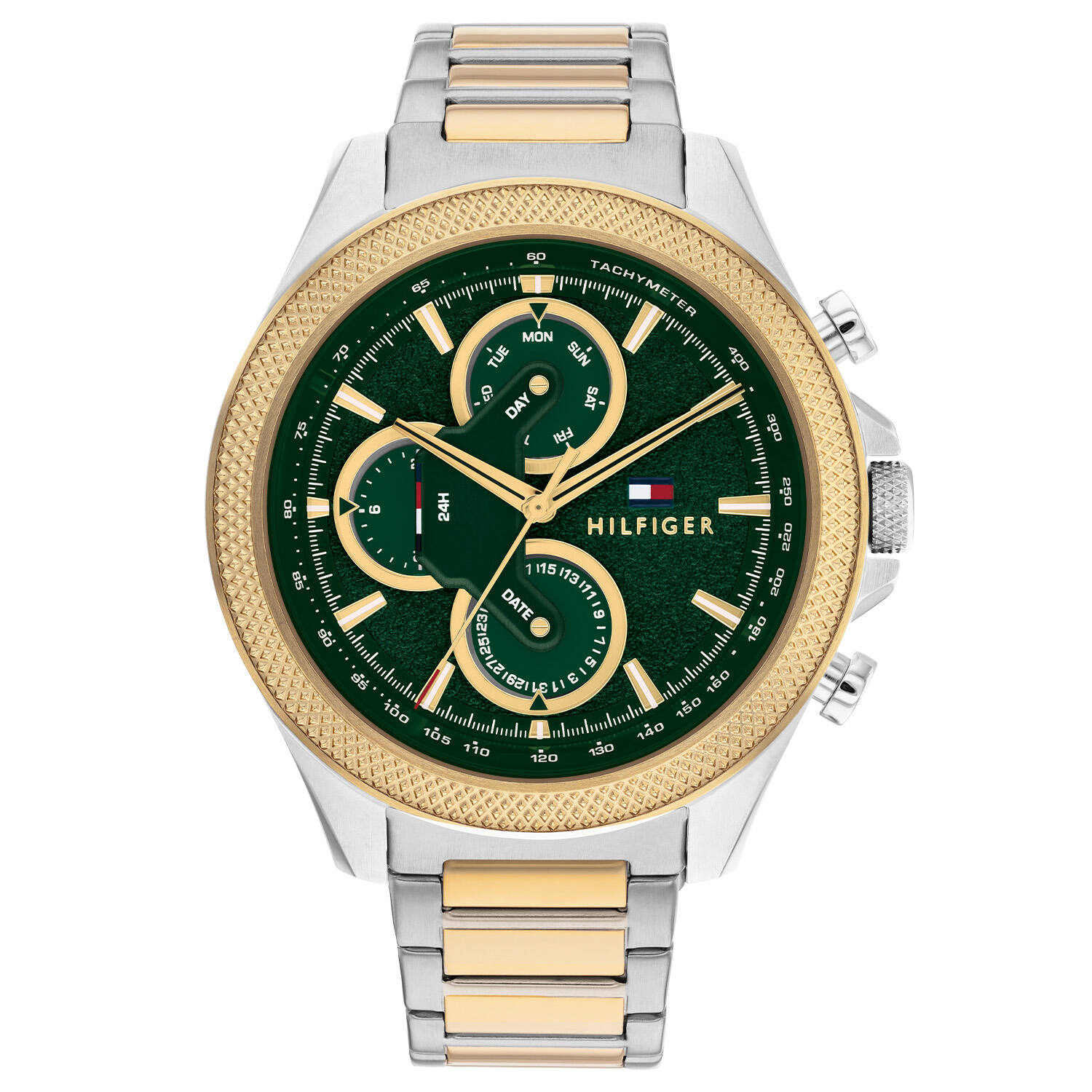 Tommy Hilfiger Clark TH1792079 Chronograaf herenhorloge van staal met groene wijzerplaat - Ø 46 mm