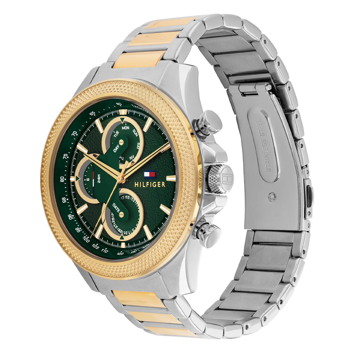 Tommy Hilfiger Clark TH1792079 Chronograaf herenhorloge van staal met groene wijzerplaat - Ø 46 mm