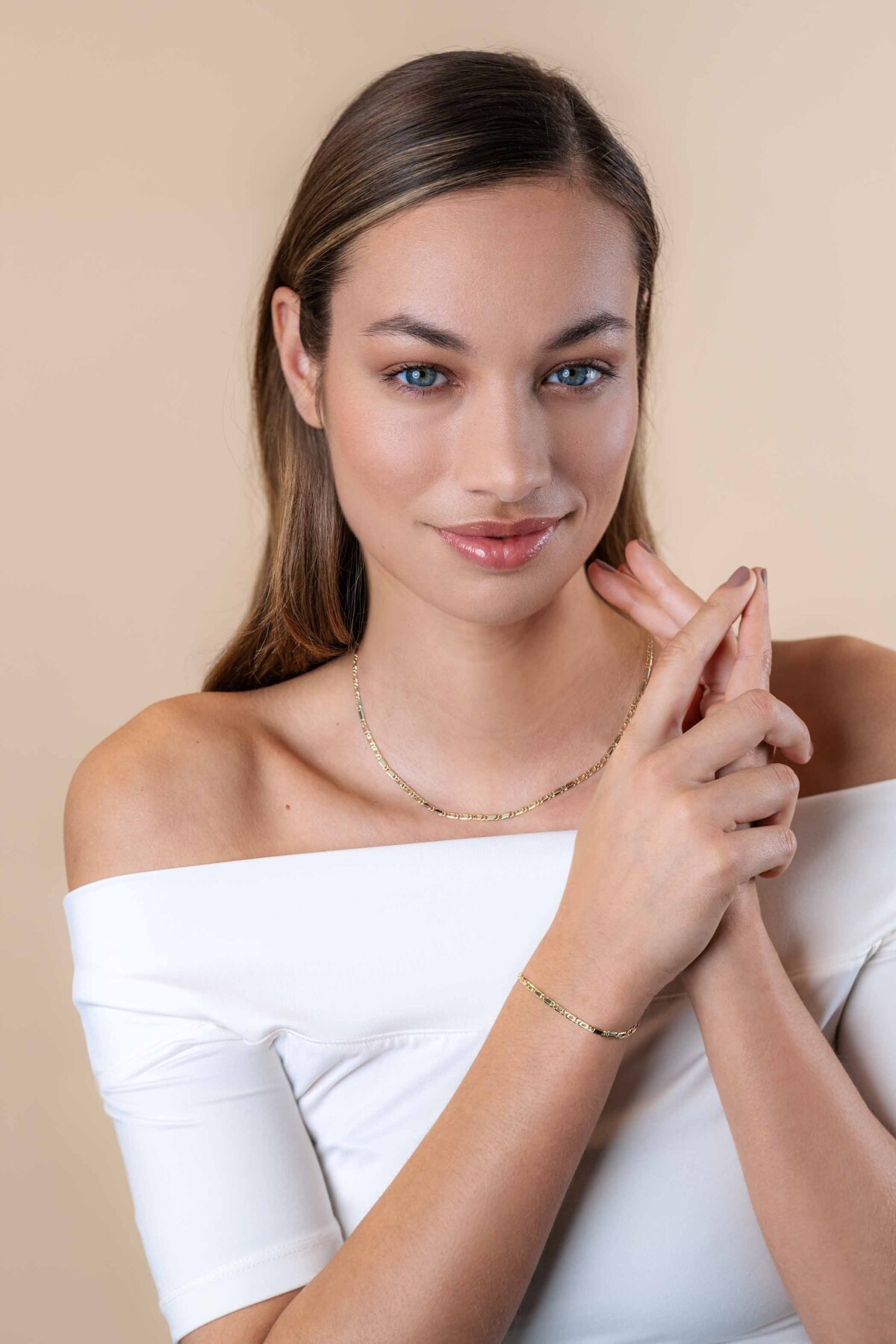 Zinzi ZGA499 14-karaat gouden armband met valkenoog schakels 2.6 mm breed - Lengte 17-19 cm