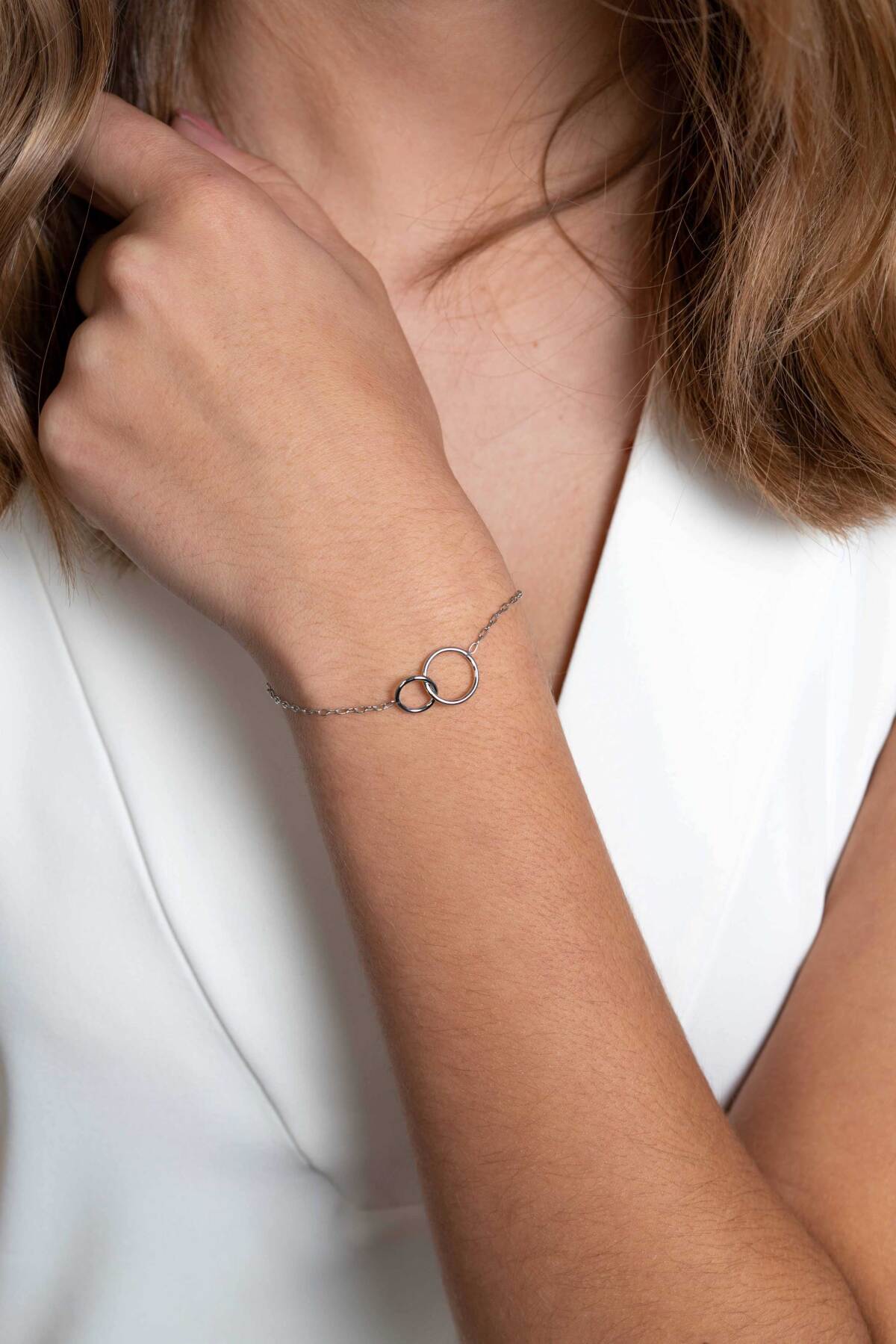 Zinzi ZIA2275 zilveren armband met 2 verbonden cirkels 12.5 mm breed - Lengte 17-20 cm