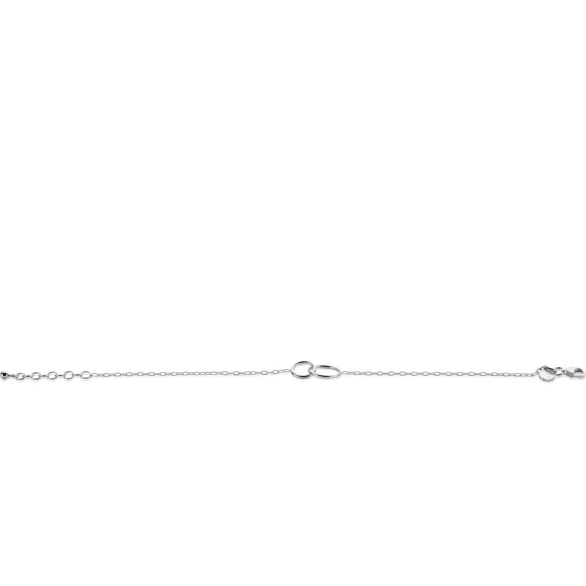 Zinzi ZIA2275 zilveren armband met 2 verbonden cirkels 12.5 mm breed - Lengte 17-20 cm