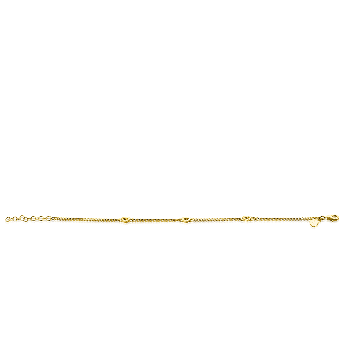Zinzi ZIA2409G goudkleurige armband met hartjes 4.7 mm breed - Lengte 17-20 cm