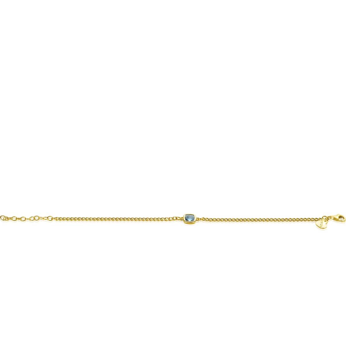 Zinzi Fatima's Favorieten ZIA2417G goudkleurige armband met blauwe steen 7.1 mm breed - Lengte 16-19 cm