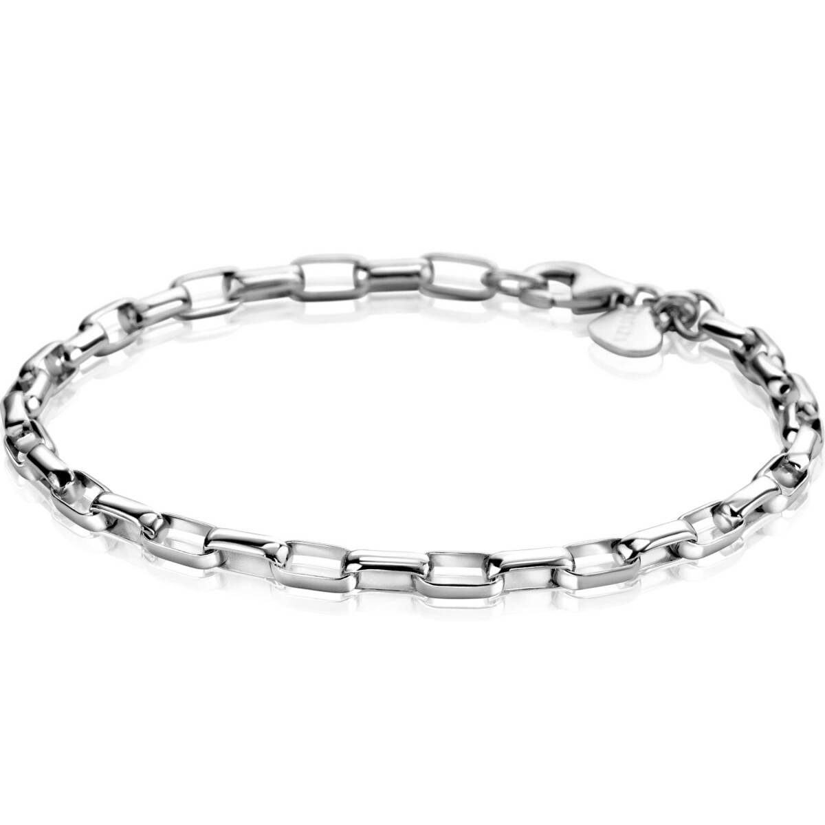 Zinzi Chain ZIA2514 925 zilveren armband met rechthoekige schakels 3.8 mm breed - Lengte 20 cm