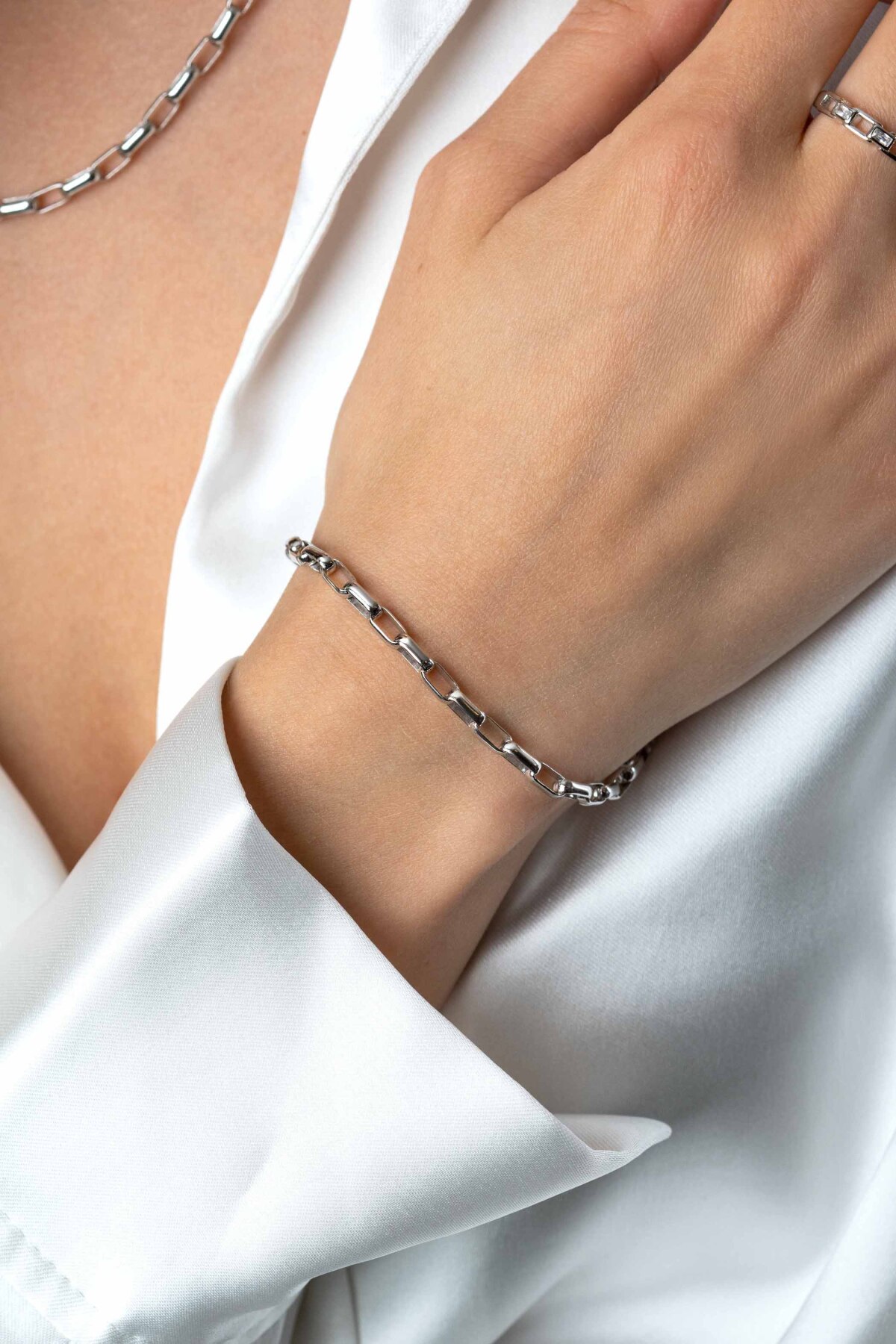 Zinzi Chain ZIA2514 925 zilveren armband met rechthoekige schakels 3.8 mm breed - Lengte 20 cm