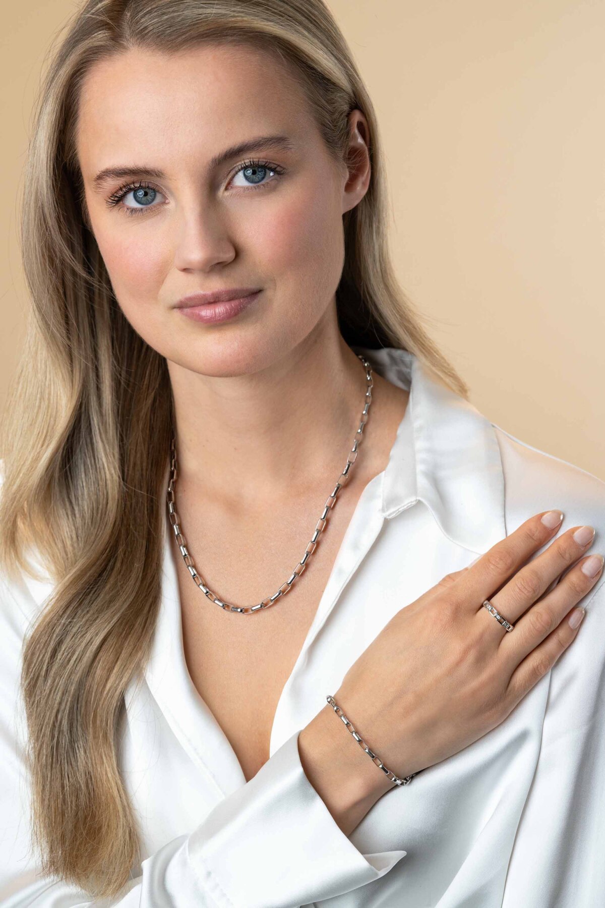 Zinzi Chain ZIA2514 925 zilveren armband met rechthoekige schakels 3.8 mm breed - Lengte 20 cm