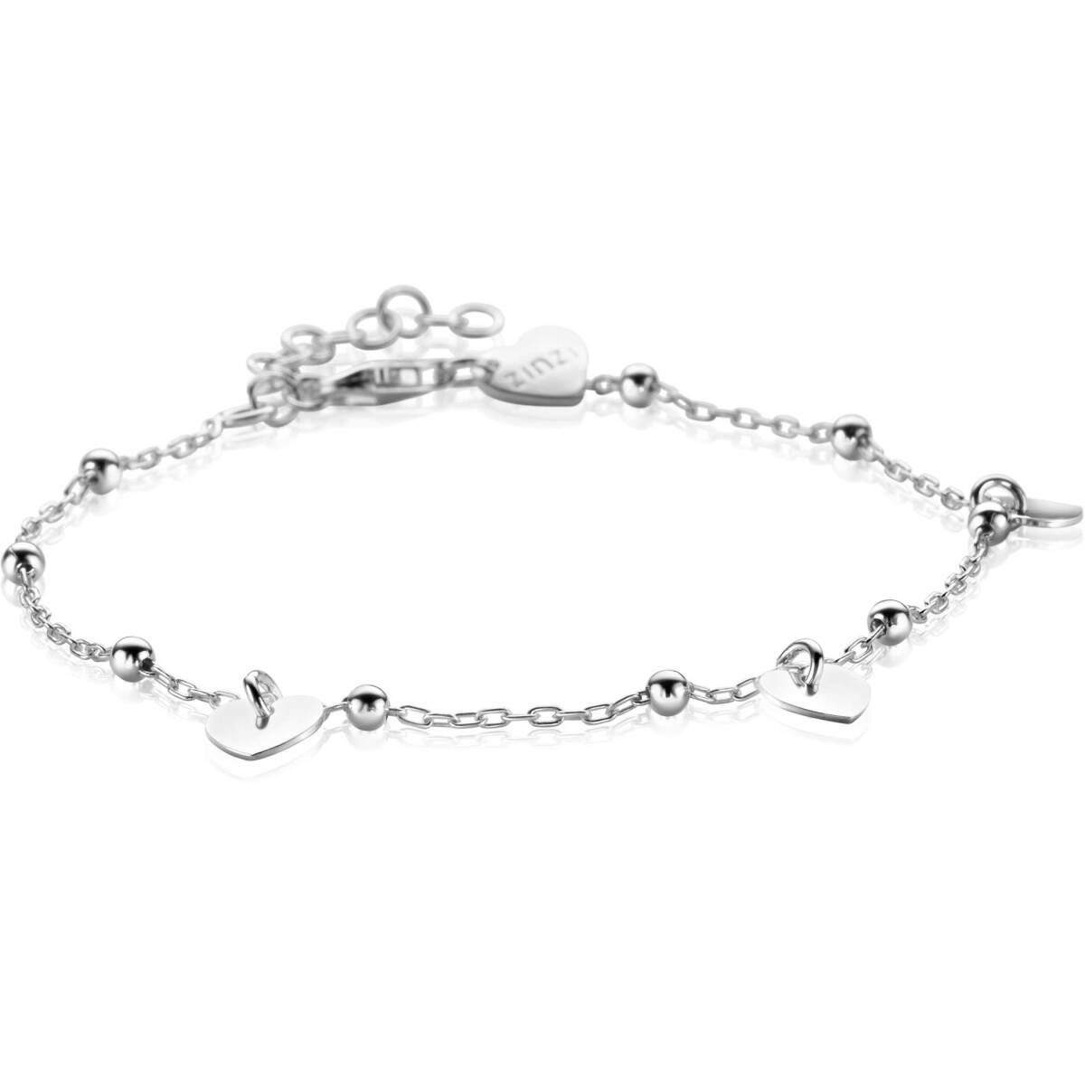 Zinzi ZIA2531 zilveren armband met hartjes en bolletjes 6 mm breed - Lengte 17-20 cm