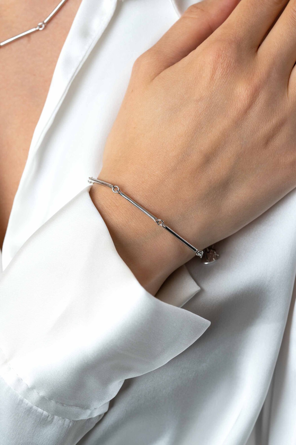 Zinzi ZIA2539 zilveren armband met staafjes 21 mm breed - Lengte 16.5-19.5 cm