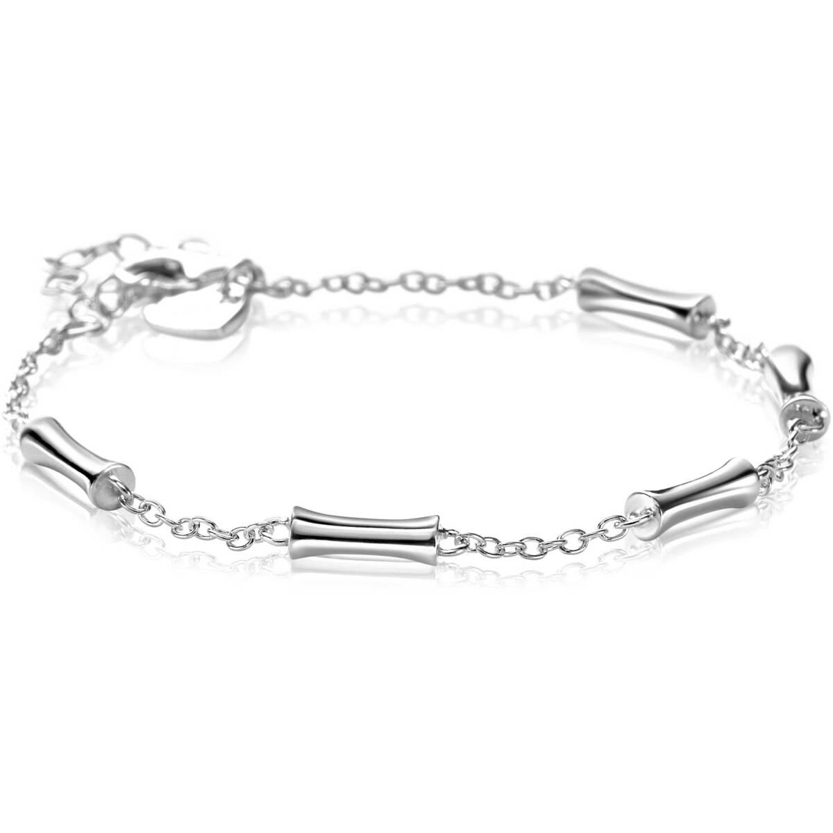 Zinzi ZIA2577 zilveren armband met bamboe schakels 3.5 mm breed - Lengte 17-20 cm