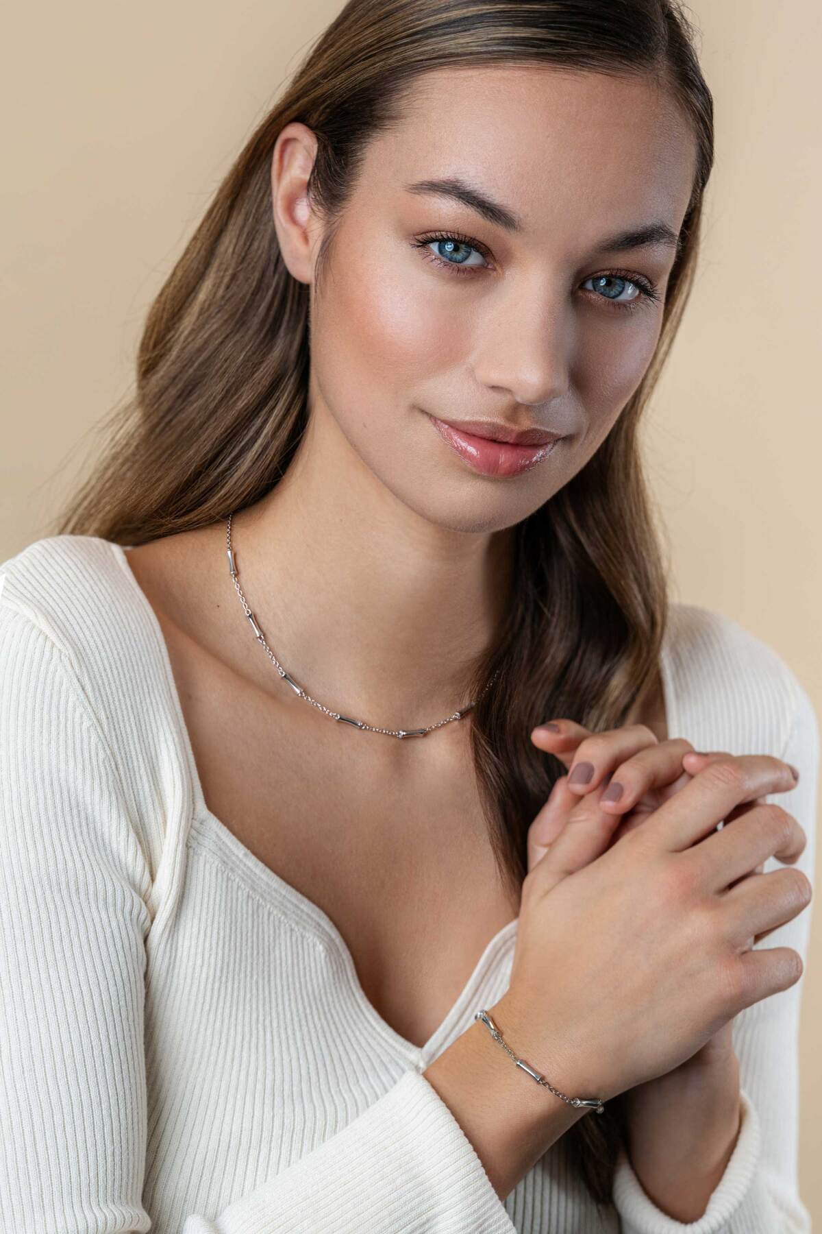 Zinzi ZIA2577 zilveren armband met bamboe schakels 3.5 mm breed - Lengte 17-20 cm