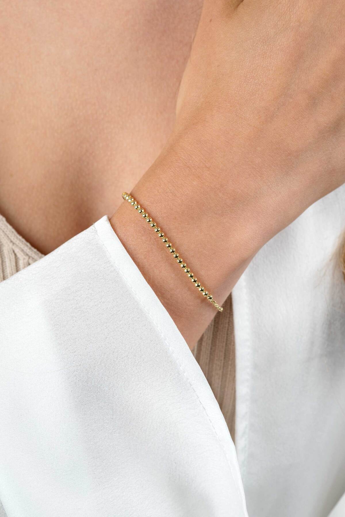 Zinzi ZIA2640G gold plated armband met bolletjes 2.5 mm breed - Lengte 16-19 cm