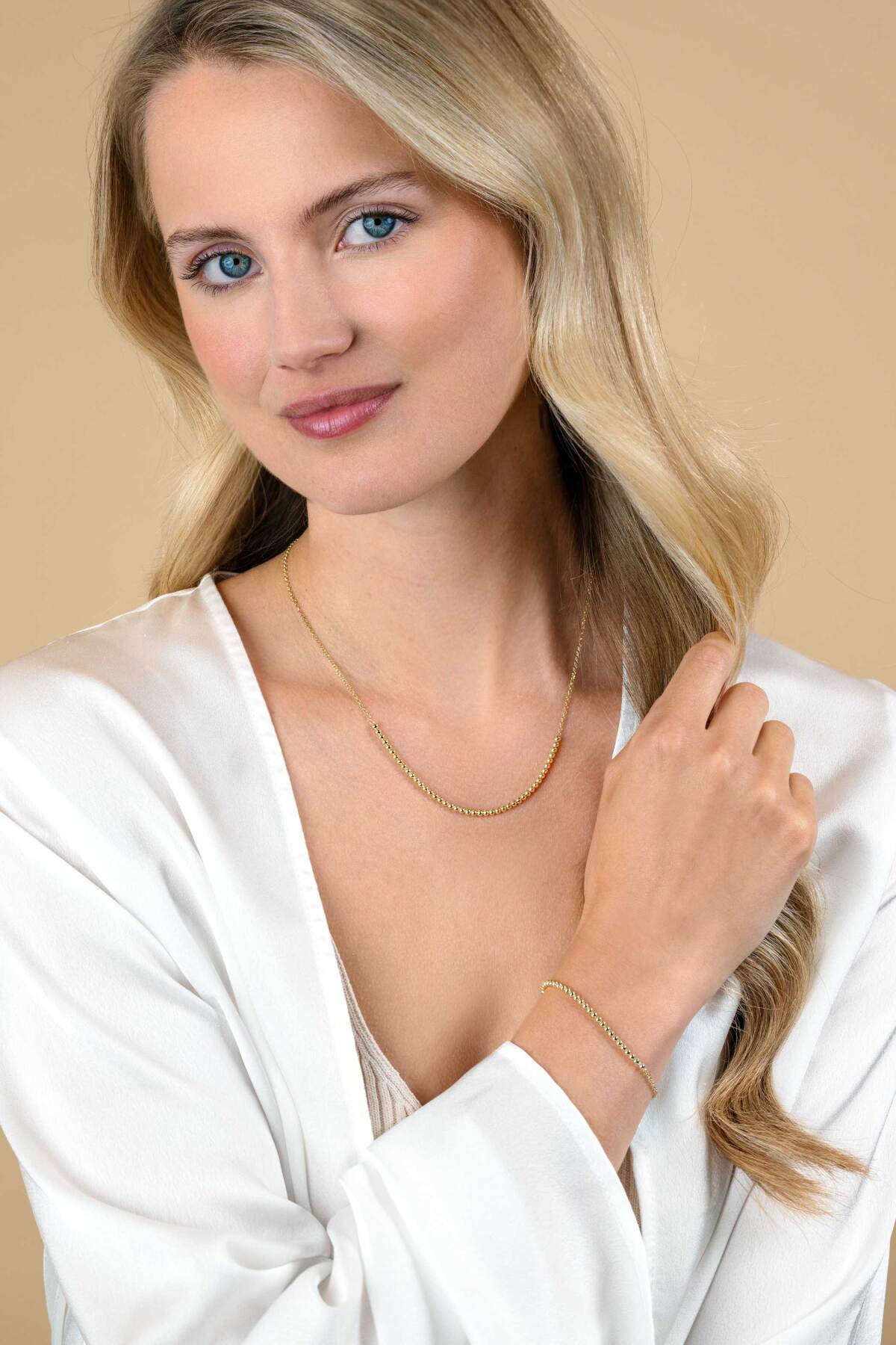 Zinzi ZIA2640G gold plated armband met bolletjes 2.5 mm breed - Lengte 16-19 cm