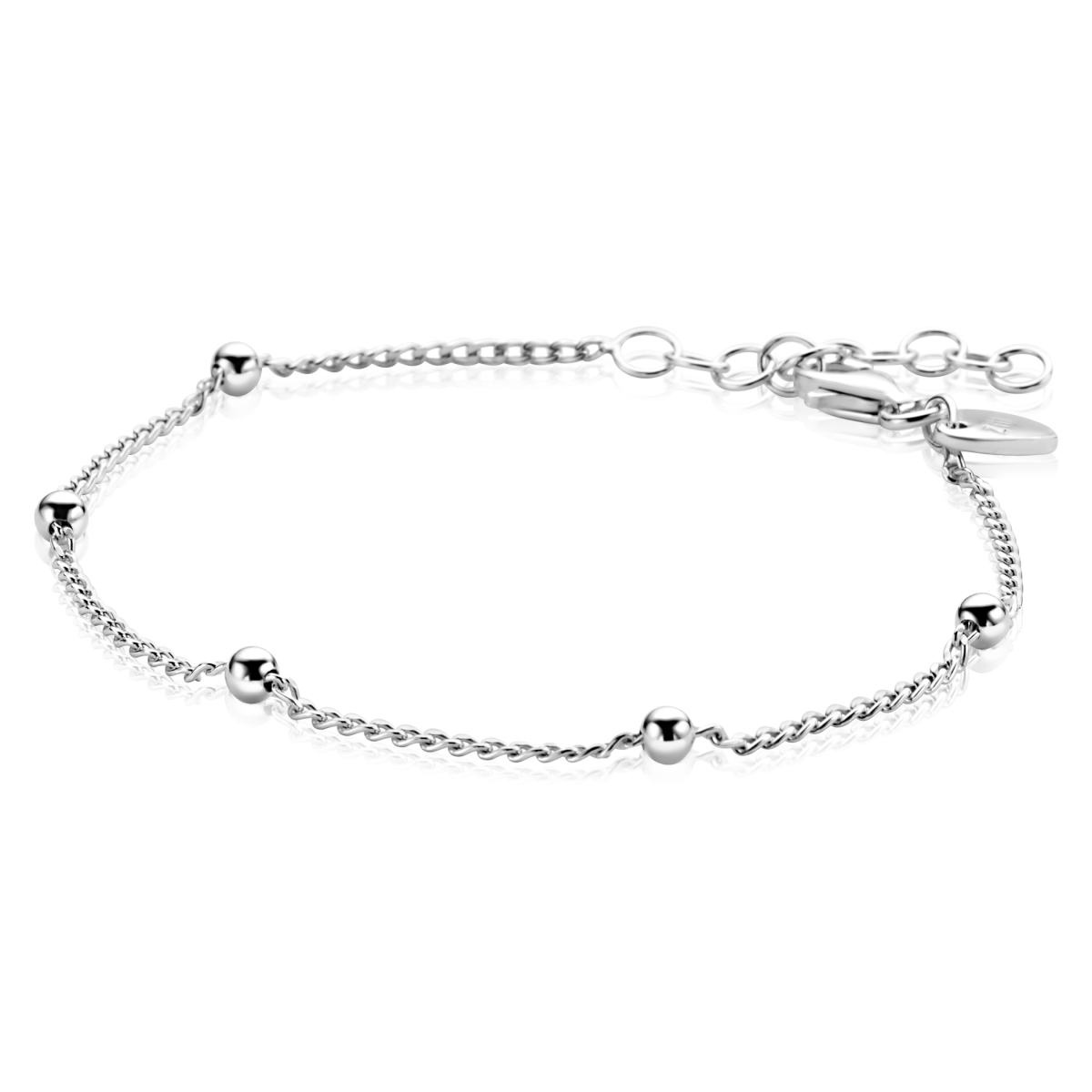 Zinzi ZIA2714 zilveren schakelarmband met bolletjes 3 mm breed - Lengte 18-21 cm