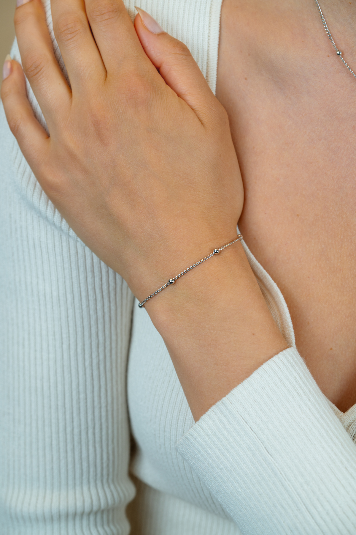 Zinzi ZIA2714 zilveren schakelarmband met bolletjes 3 mm breed - Lengte 18-21 cm