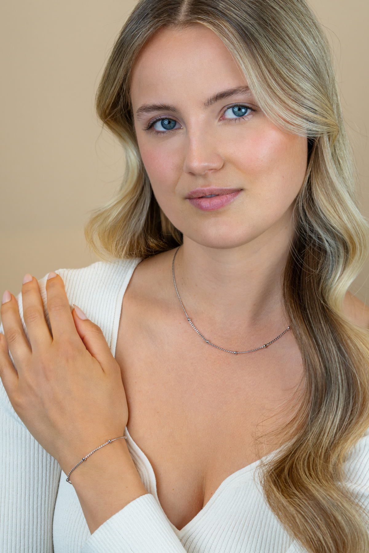 Zinzi ZIA2714 zilveren schakelarmband met bolletjes 3 mm breed - Lengte 18-21 cm