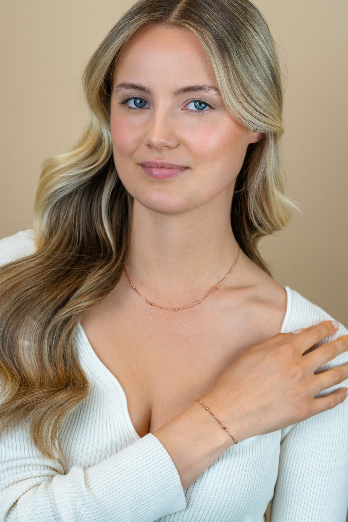 Zinzi ZIA2714R rosé gold plated armband met bolletjes 3.1 mm breed - Lengte 18-21 cm