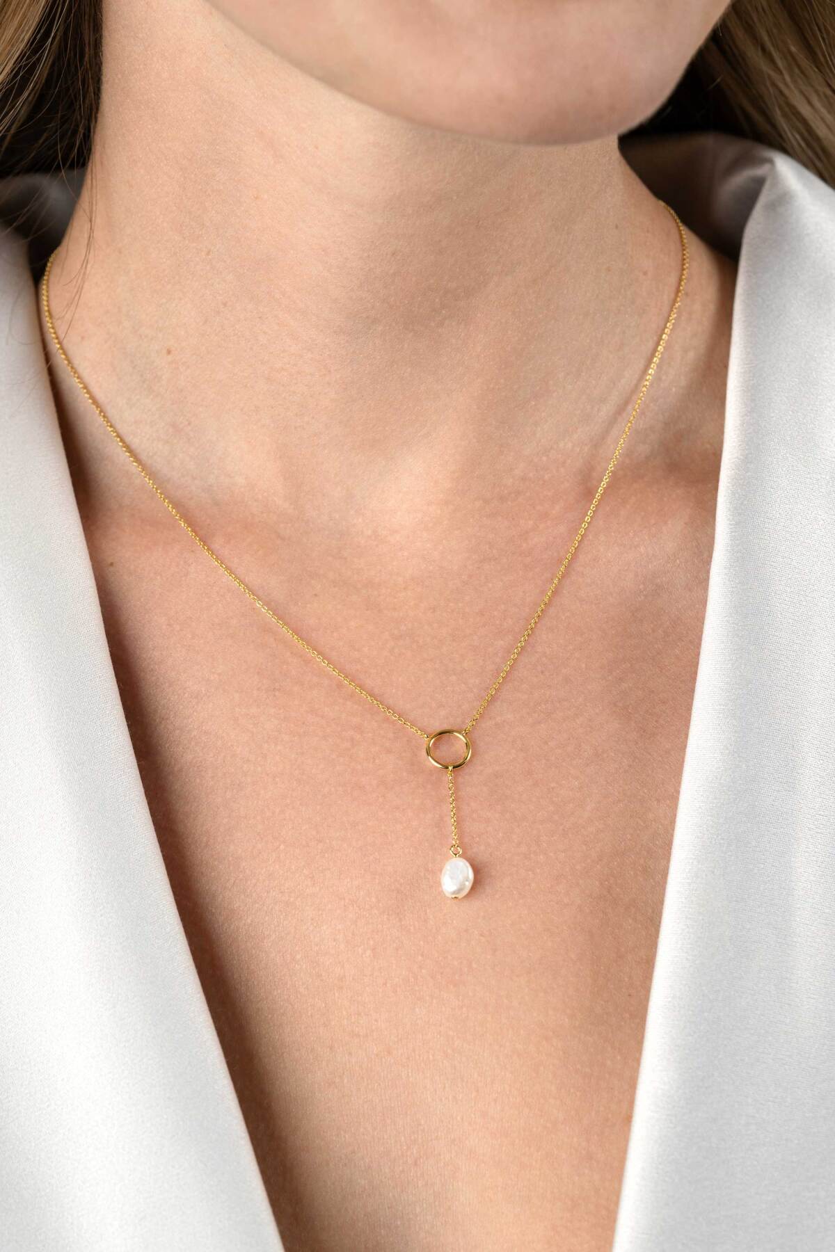 Zinzi ZIC2615 goudkleurige Y-ketting met anker schakel - Lengte 42-45 cm