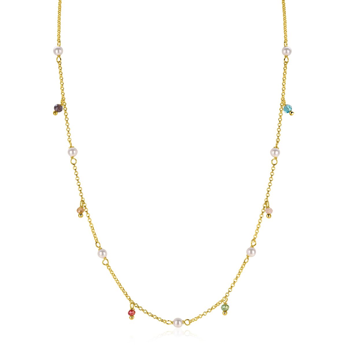 Zinzi Liekes Favorieten ZIC2705G goudkleurige kralenketting met parels 5.5 mm - Lengte 42-45 cm