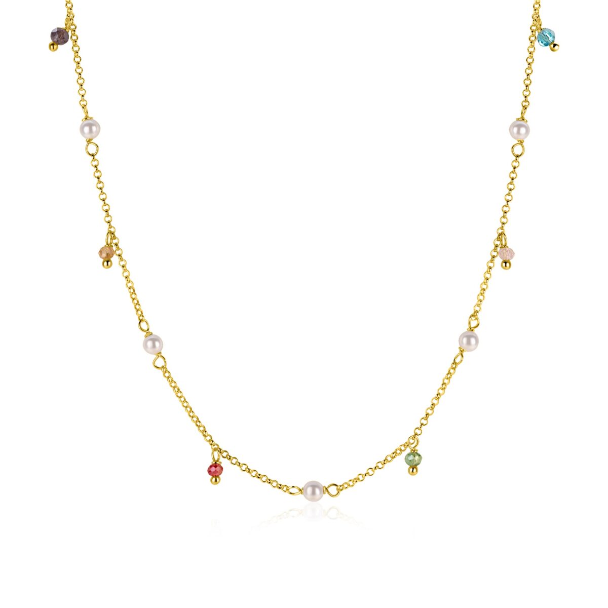 Zinzi Liekes Favorieten ZIC2705G goudkleurige kralenketting met parels 5.5 mm - Lengte 42-45 cm