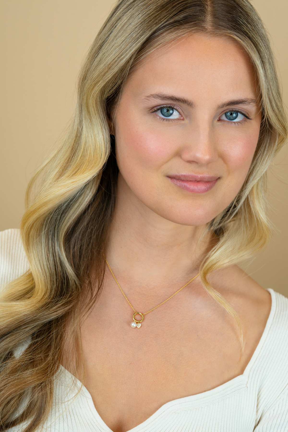 Zinzi Liekes Favorieten ZIC2738 gold plated ketting hart en parel 10 mm - Lengte 42-45 cm