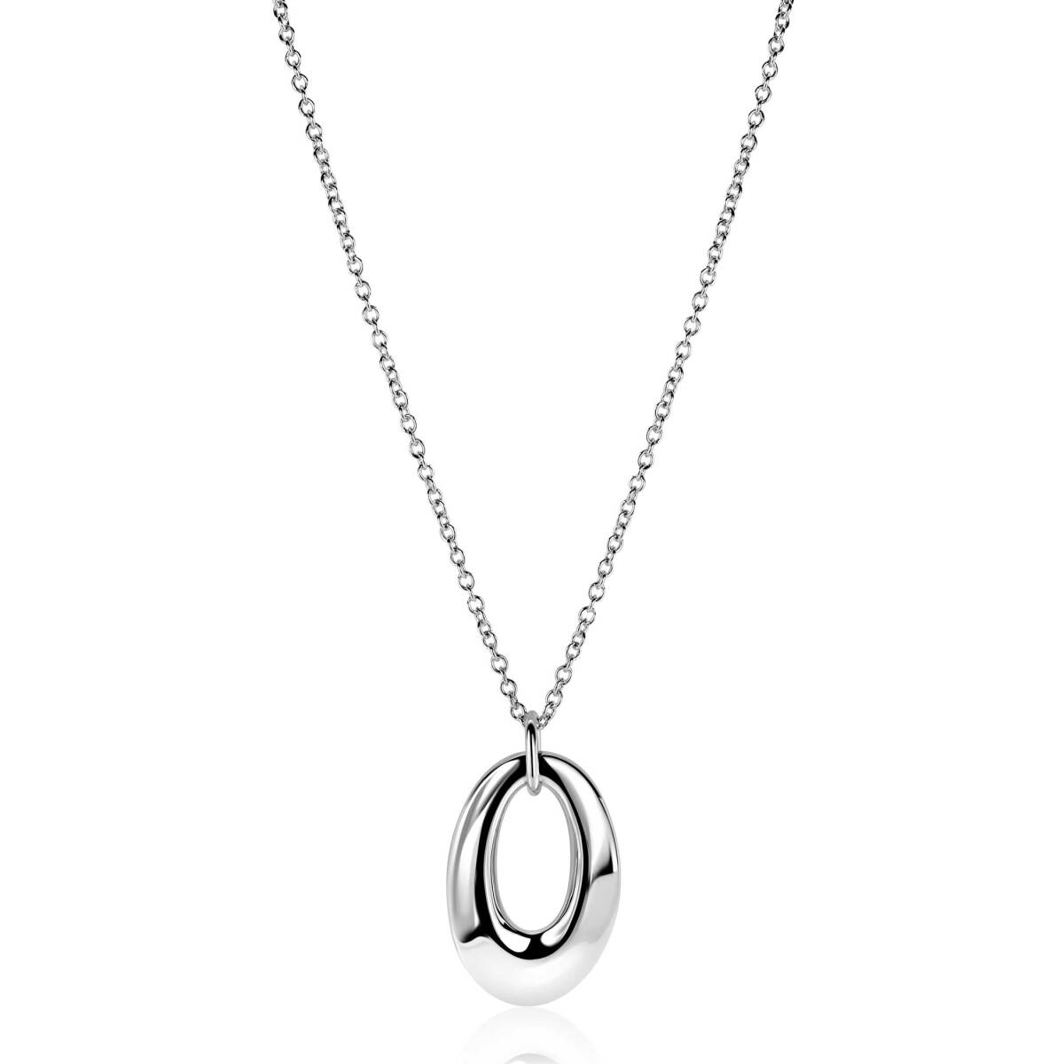 Zinzi ZIC2787 zilveren ketting met hanger ovaal 21 mm breed - Lengte 42-47 cm