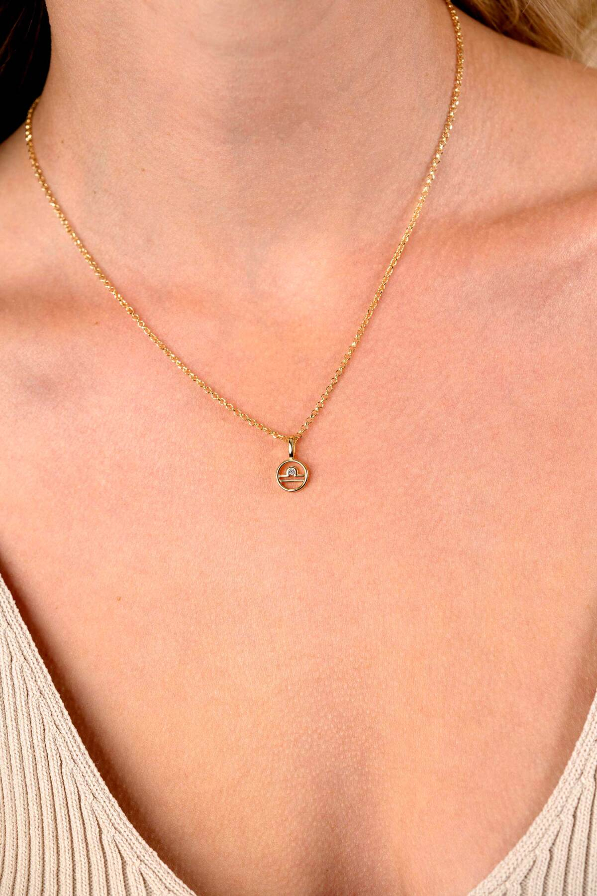 Zinzi Zodiac ZIHY-WEE hanger Weegschaal gold plated met zirkonia - Hoogte 14.5 mm