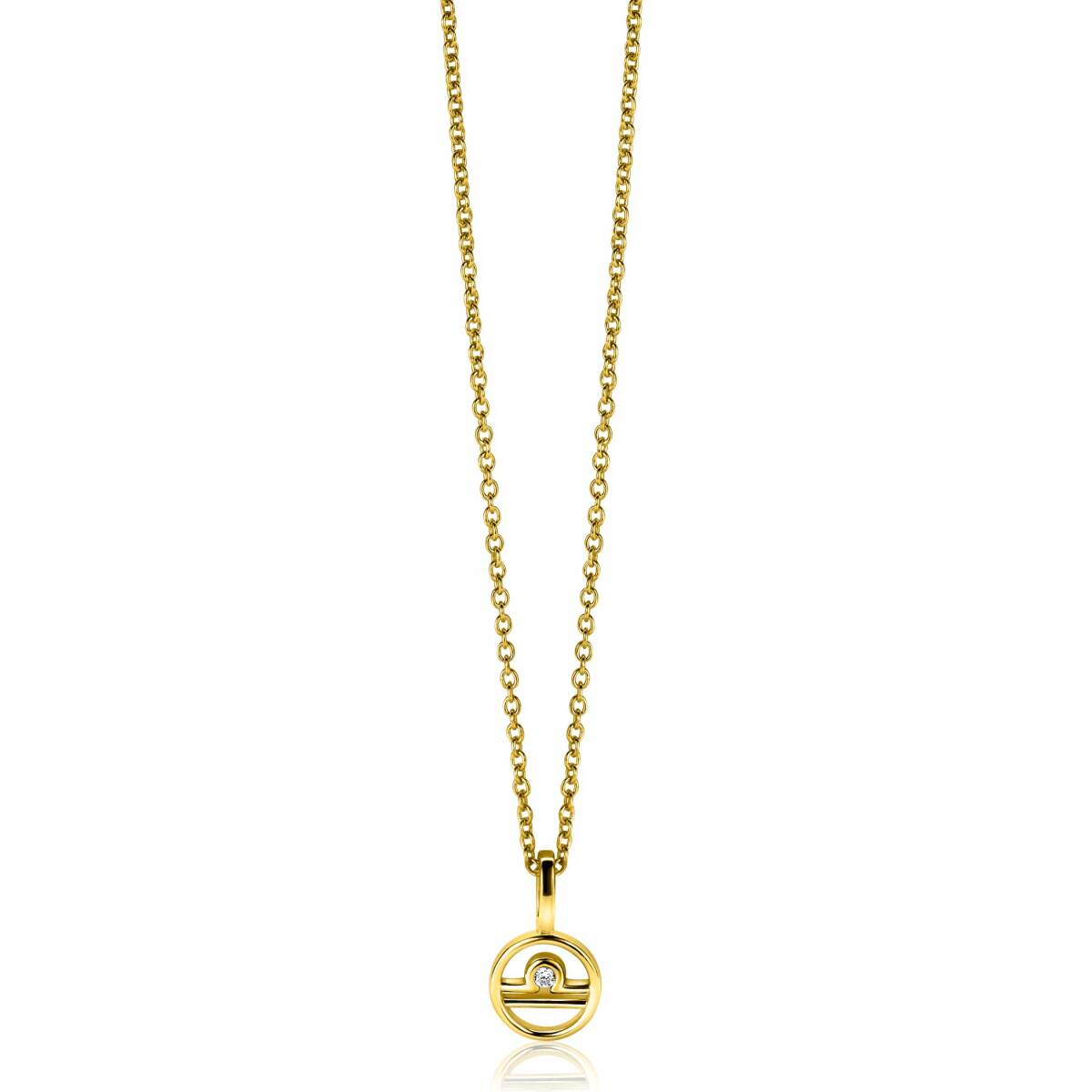 Zinzi Zodiac ZIHY-WEE hanger Weegschaal gold plated met zirkonia - Hoogte 14.5 mm