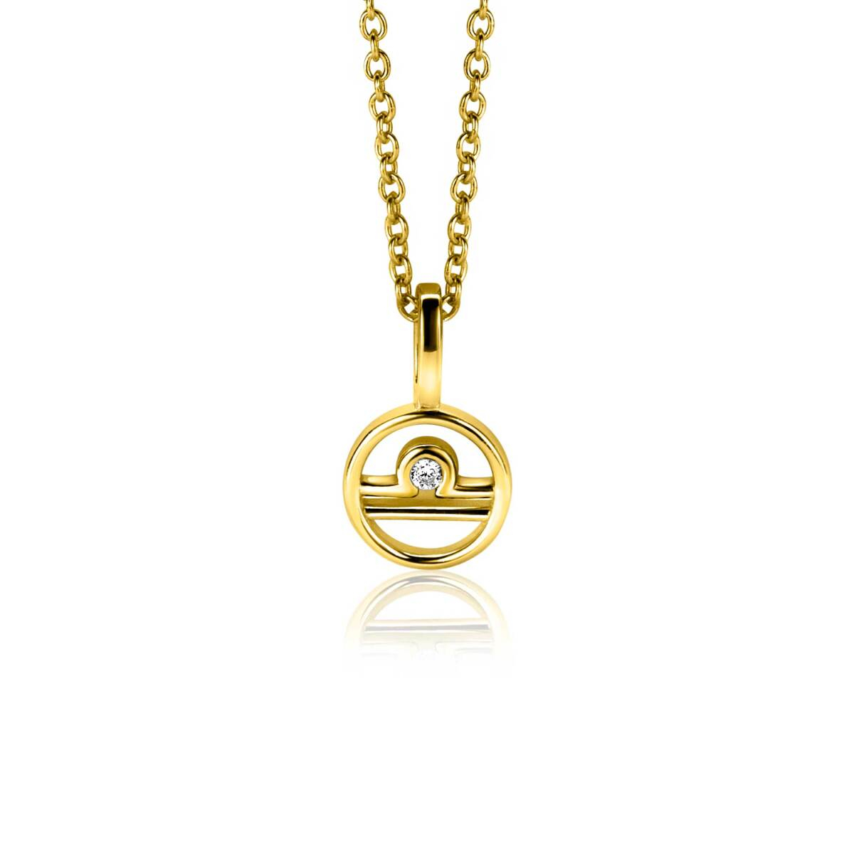 Zinzi Zodiac ZIHY-WEE hanger Weegschaal gold plated met zirkonia - Hoogte 14.5 mm