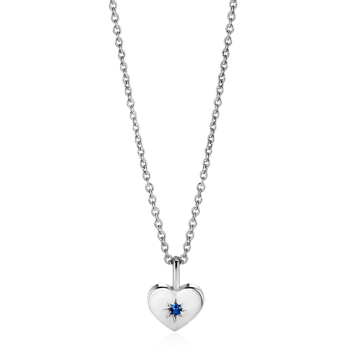 Zinzi Geboortestenen ZIHZ-DEC zilveren hart hanger blauwe zirkonia augustus 9.2 mm breed - Hoogte 13 mm