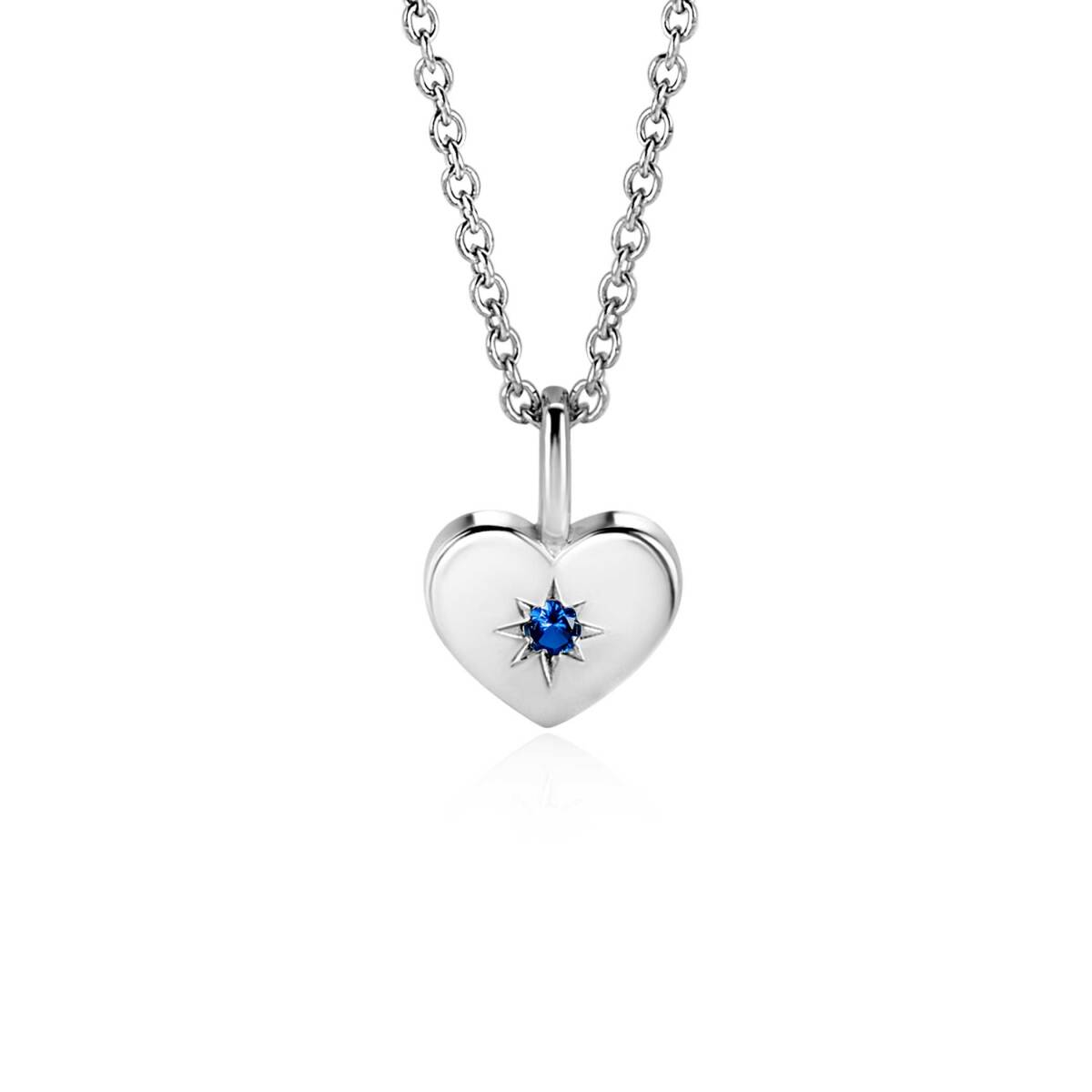 Zinzi Geboortestenen ZIHZ-DEC zilveren hart hanger blauwe zirkonia augustus 9.2 mm breed - Hoogte 13 mm