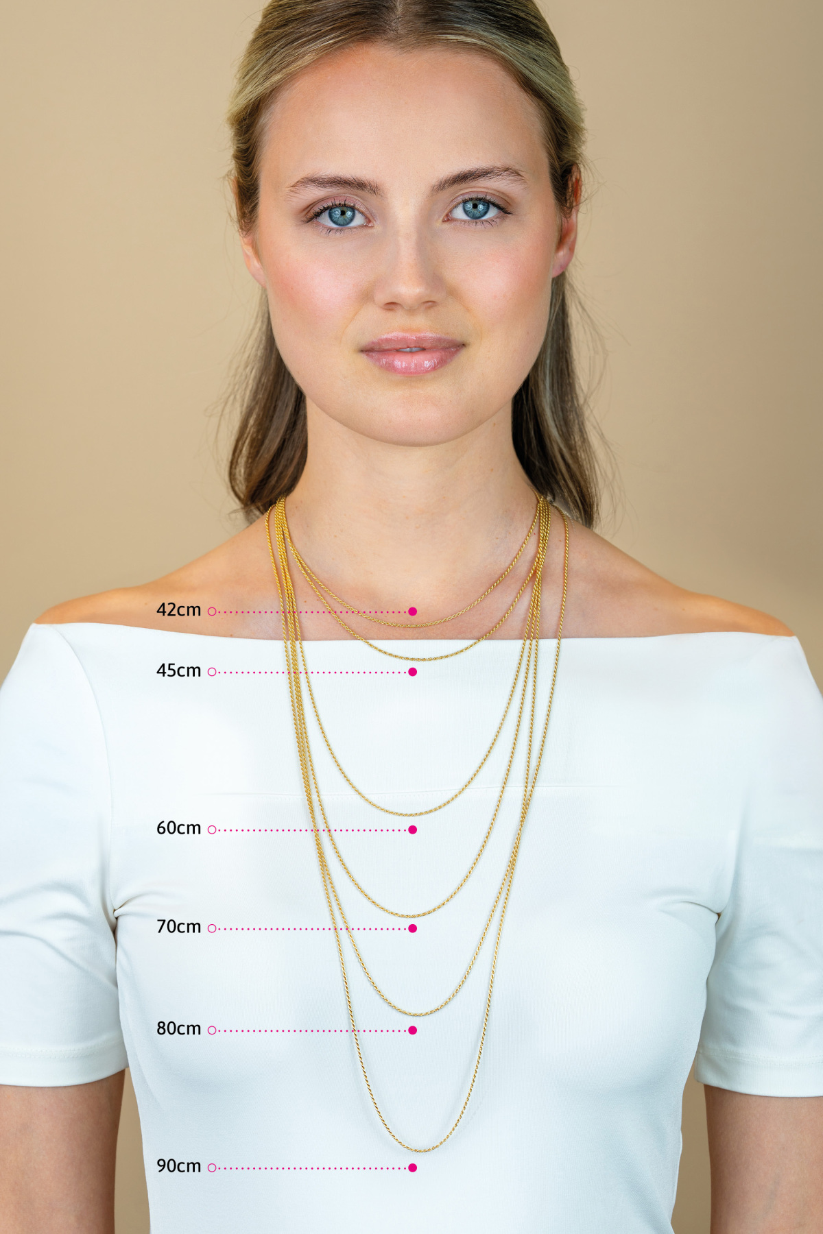 Zinzi ZILC-K42G goudkleurige koordschakelketting 1.5 mm breed - Lengte 42-45 cm