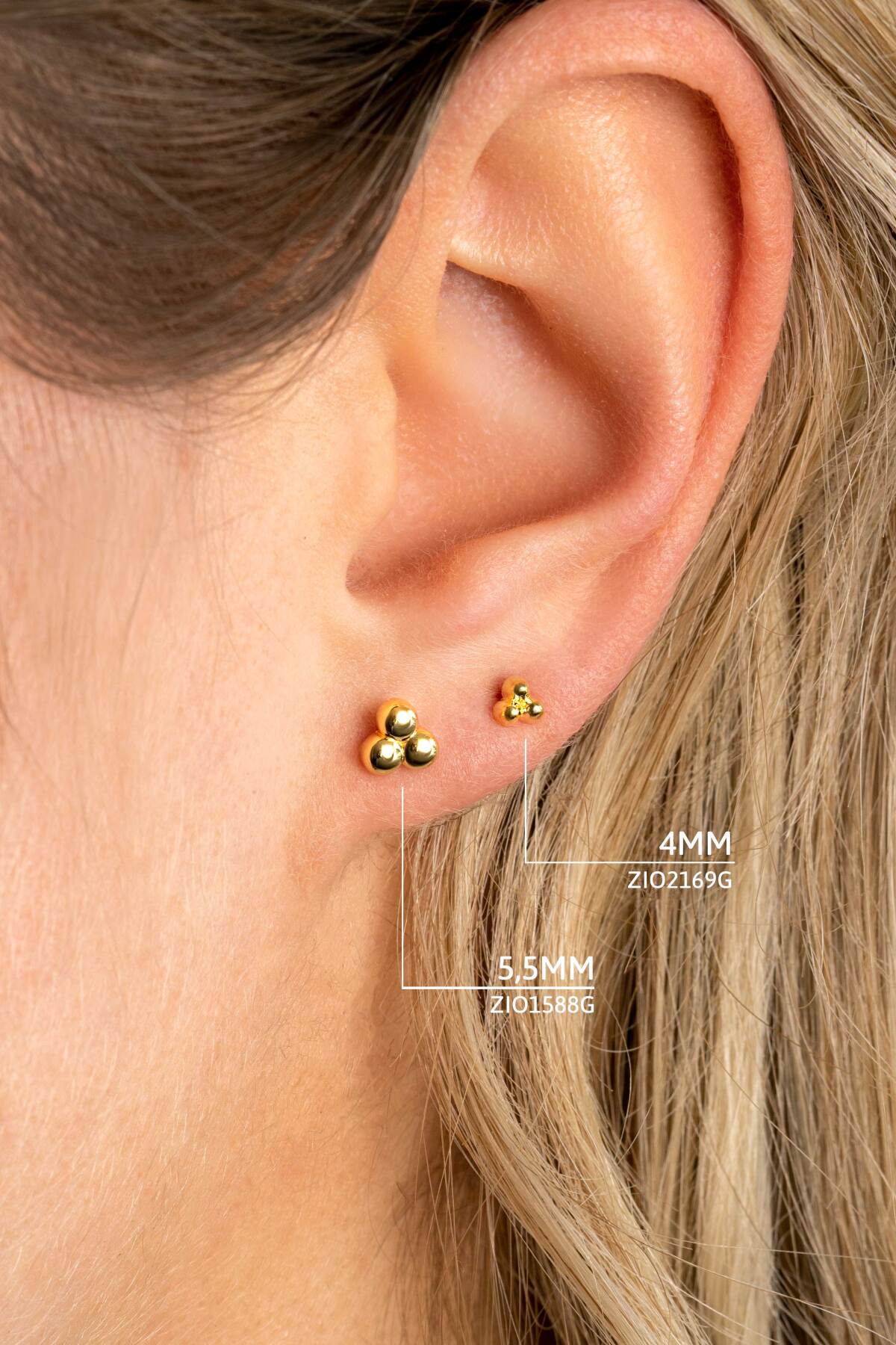 Zinzi ZIO2169G gold plated oorknopjes met glanzende afwerking - Diameter 4 mm