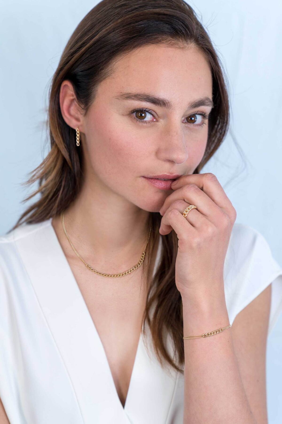 Zinzi ZIO2185G gold plated schakeloorbellen 4.6 mm breed - Hoogte 20 mm